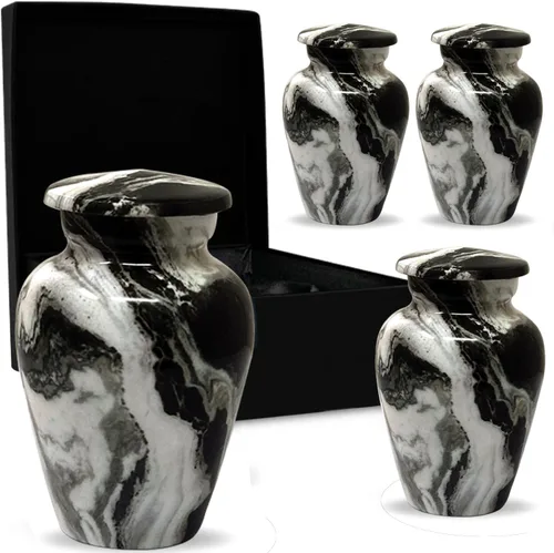 Miniatura 11 de Urna Conmemorativa para Compartir Recuerdos con Acabado de Mármol – Mini Urna de Cremación de Metal para Cenizas Humanas o de Mascotas – Pequeña