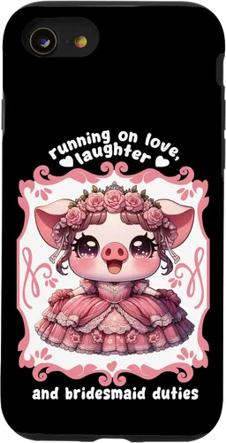 Miniatura 13 de iPhone 15 Lindo cerdo dama de honor roba corazones en el caso de despedida de soltera