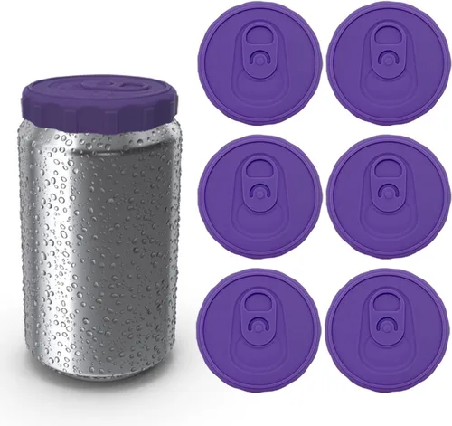 Miniatura 9 de Tapas de silicona para latas de soda, paquete de 6 fundas de silicona reutilizables, tapón o protector para refrescos, cerveza, bebidas, jugo