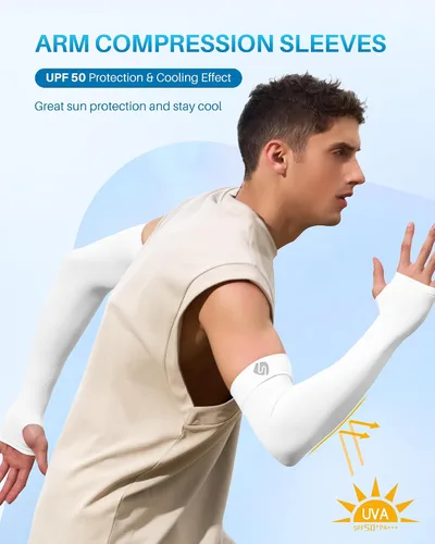 Miniatura 2 de Mangas para brazo, para hombres o mujeres. Para calentar o refrescar. Guantes de Compresión con factor de protección de los rayos ultravioleta UPF