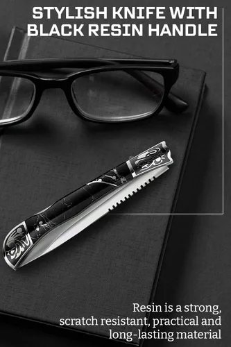 Miniatura 9 de Navaja de bolsillo Grand Way para hombres - Navaja plegable delgada de 4 pulgadas con bloqueo trasero - Mango de resina de diseño genial - Los 3.