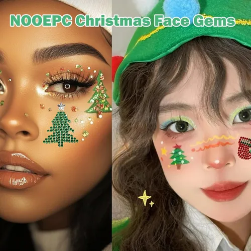 Miniatura 5 de NOOEPC Gemas faciales de Navidad, accesorios para rave, maquillaje de Navidad, copos de nieve, joyas autoadhesivas para la cara, joyas de ojos