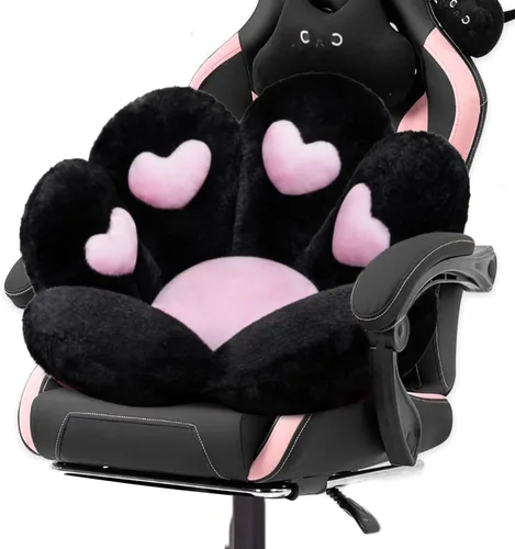 DOBUONO Cojín Kawaii de pata de gato, cojín para silla de oficina, cómodo cojín de felpa para silla de juegos, cojín de asiento Kawaii para niña,