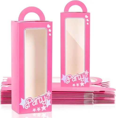 LSKZJR Paquete de 18 cajas de fiesta, cajas de dulces rosadas, bolsas de regalo, bolsas de regalo, bolsas de regalo, bolsas de golosinas, caja de