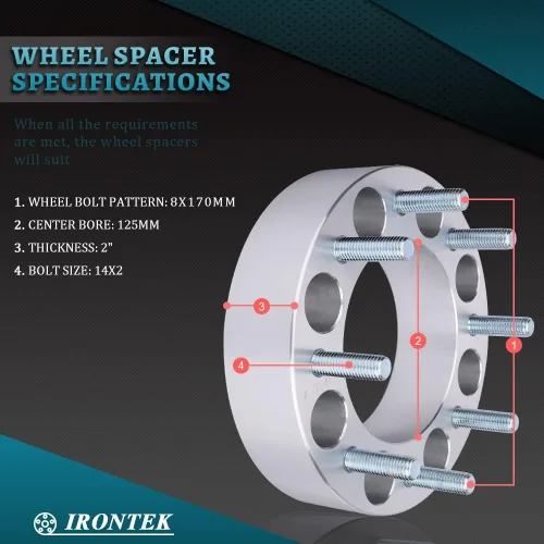 Miniatura 57 de IRONTEK Espaciadores de rueda de 2 pulgadas de 0.236 x 5.315 in para F150 (orificio de cubo de 3.429 in, pernos M14x2) 0.236x5.315 in a 0.236x5.315