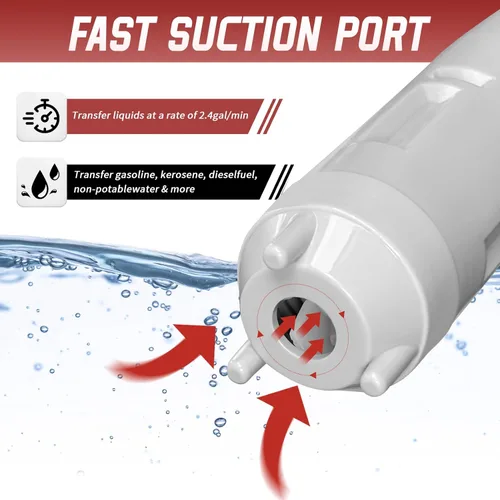 Miniatura 4 de Bomba portátil de transferencia de combustible - sifón de gas con batería para gasolina, diésel, transferencia de agua - 2.4 galones por minuto