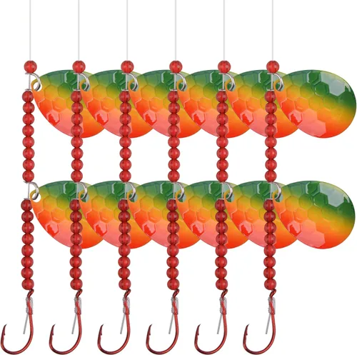 Miniatura 11 de OROOTL Walleye Rigs Kit, 6pcs Walleye Fishing Lures Crawler Harness Colorado Spinner Blade Pre-Rigged Live Bait Rigs Spinnerbaits Freshwater