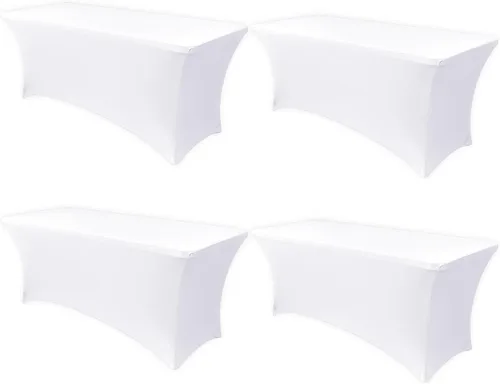 Miniatura 27 de Obstal Funda de mesa de elastano elástica de 4 pies para mesas plegables estándar, paquete de 2 manteles rectangulares universales ajustables