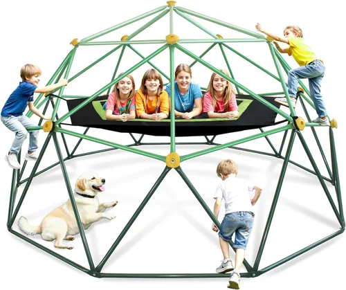 Cúpula de escalada para niños de 10 pies, con hamaca, juego resistente para todo tipo de clima al aire libre para edades de 3 a 12 años, marco de
