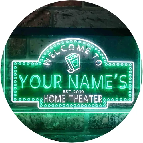 Miniatura 22 de ADVPRO Letrero de neón LED de doble color con tema de cine en casa, diseño personalizado de este año, azul y rojo, 16 x 12 pulgadas