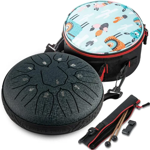 Tambor de Lengua de Acero, Tambor Handpan Ubblove 11 Notas 6 Pulgadas Instrumentos de Percusión con Mazos Bolsa para Meditación Educación Musical 6