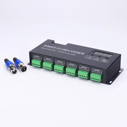 Miniatura 7 de JOYLIT Controlador de decodificador LED DMX512 4 canales 4X4A 192W Pantalla digital DC 12V-24V para RGBW 5050 3528 Luz de tira LED 4 canales X 4A