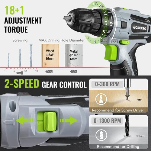 Miniatura 6 de WORKPRO Juego de herramientas rosa con taladro eléctrico, kit de taladro rosa portátil de 108 piezas para damas para el hogar con caja