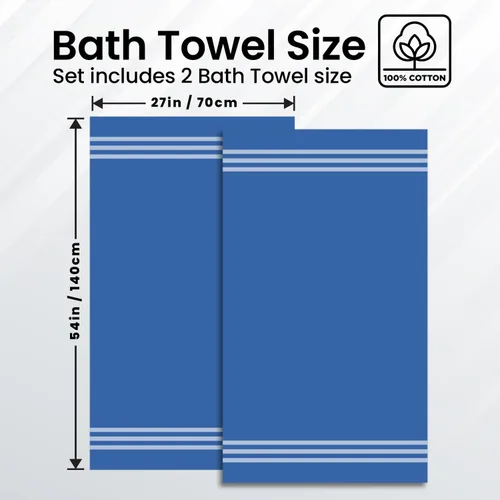Miniatura 3 de Infinitee Xclusives Juego de 2 toallas de baño de lujo 100% algodón (27 x 54 pulgadas), suaves, absorbentes, de secado rápido, toallas perfectas
