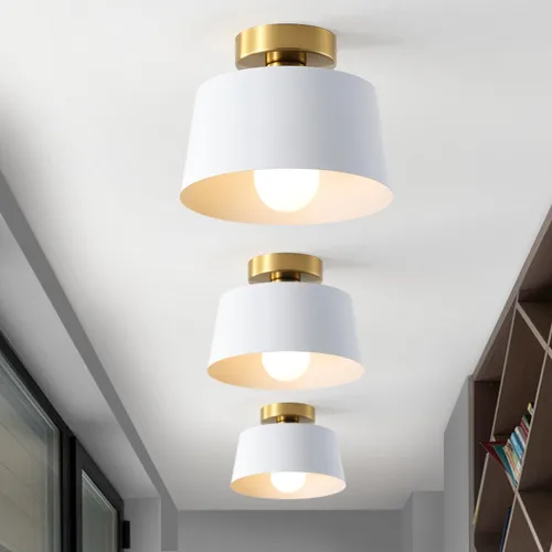 Miniatura 11 de Lámpara de Techo Moderna Semi Empotrada con Placa Dorada y Pantalla Negra Mate, Lámpara de Techo Estilo Granja para Isla de Cocina Comedor Vestíbulo
