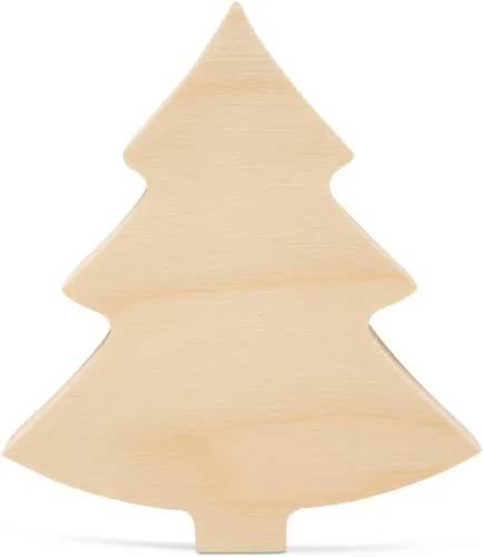 Corte de árbol de Navidad de madera gruesa de 10 cm, pequeño árbol de madera para manualidades, decoración de mesa de Navidad y bandeja escalonada,
