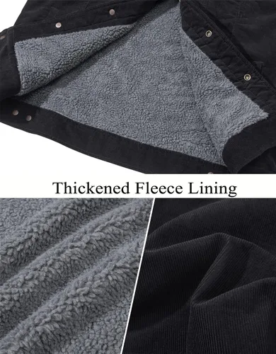 Miniatura 6 de TACVASEN Men's Corduroy Jacket Fleece Sherpa Lined Winter Coats Warm Thick Cotton Casual Trucker Cargo Jacket
