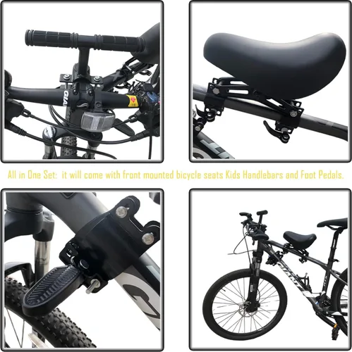 Miniatura 4 de Asientos de bicicleta montados en la parte delantera para niños Manillares de los niños Juego de pedales de bicicleta de montaña Asiento para niños