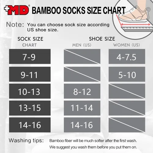 Miniatura 7 de +MD Bamboo Mens and Womens Socks Low Cut 6 Pairs Soft Smell Control Cushioned Dress Casual Socks