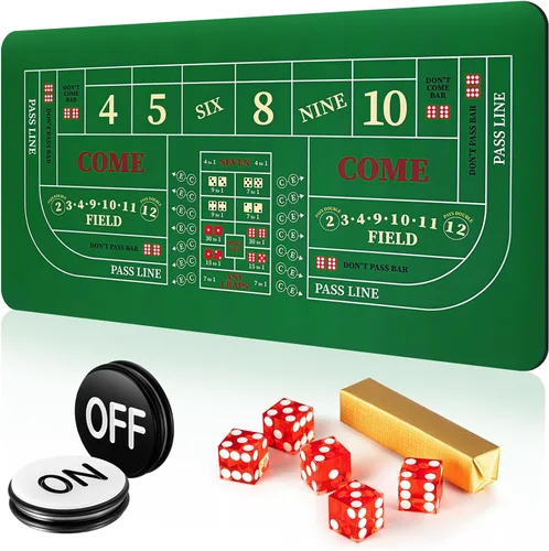 Leyndo Juego de mesa de dados, incluye alfombrilla de goma de 35 x 70 pulgadas, dados AAA de 0.748 in, botones de encendido/apagado de 3 pulgadas
