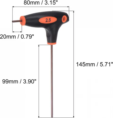 Miniatura 2 de uxcell Llave inglesa con mango en T de llave hexagonal de extremo de bola de 0.098 in, acero métrico S2