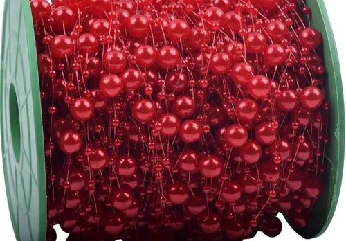 Miniatura 13 de KAOYOO Cadena de 200 pies de cuentas de perlas artificiales, guirnalda de perlas con adorno perlado (Aguamarina AB)