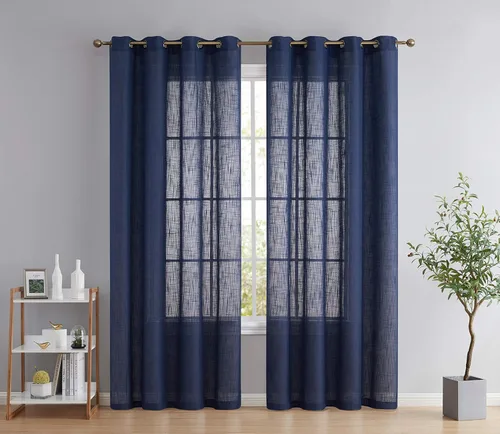 Miniatura 12 de HLC.ME - Cortinas de lino sintético con textura semitransparentes que mantienen la privacidad y filtran la luz, con ojales, cortas y de tela delgada