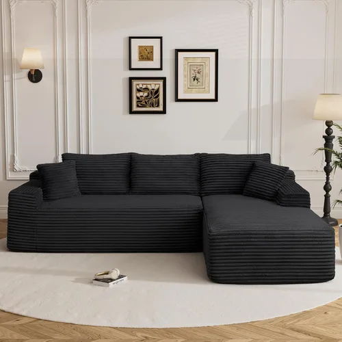 Miniatura 17 de Sofás seccionales de nube deshuesada de 95 pulgadas para sala de estar, cómodo y esponjoso sofá de espuma viscoelástica en forma de L, sofá modular