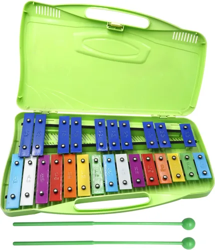 Miniatura 12 de Soulmate Xilófono Glockenspiel de 25 notas para niños, juguete musical colorido con teclas de metal, instrumento xilófono profesional con estuche