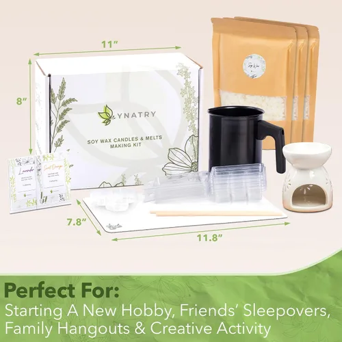 Miniatura 3 de YNATRY Kit de velas de soja todo en uno para principiantes, cera de soja natural, aceites aromáticos, mechas de algodón, chips de tinte