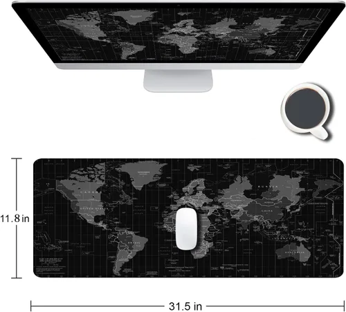 Miniatura 2 de Alfombrilla de ratón grande para juegos con bordes cosidos, alfombrilla de escritorio extendida para teclado, base de goma antideslizante 17 Mapa