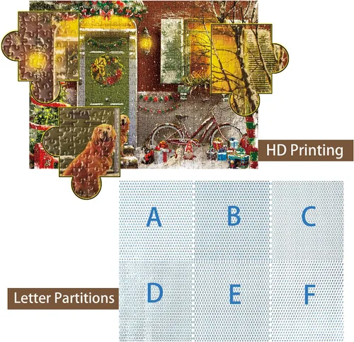 Miniatura 4 de Lavievert Rompecabezas de 500 piezas para adultos, Navidad en la puerta, sonriente Golden Retriever