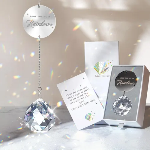 Mooncraftlogy Regalos conmemorativos por la pérdida de un ser querido, idea única de condolencia, atrapasol de bola de cristal transparente para el