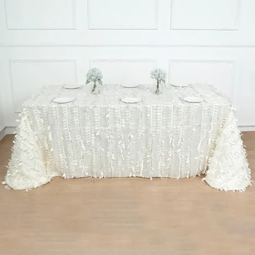 Miniatura 19 de TABLECLOTHSFACTORY - Mantel cuadrado de tela de tafetán de pétalos de hojas 3D de 54 pulgadas, color negro