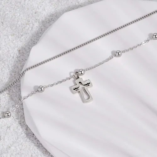 Miniatura 25 de CHIC & ARTSY Tobilleras de plata de ley S925 para mujer, pulsera de tobillo ajustable multicapa para playa, joyería de verano para mujer, de 10 a 11