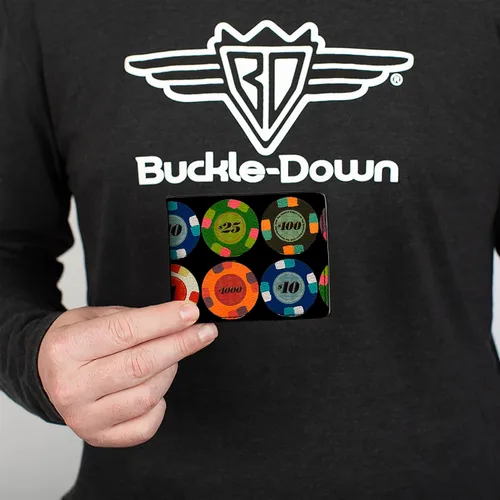Miniatura 3 de Buckle-Down Billetera plegable de PU para hombre, fichas de póquer 1, multicolor, 4.0" x 3.5", Varios