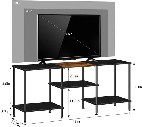 Miniatura 2 de Soporte de TV de 50 pulgadas para sala de estar, centro de entretenimiento negro con almacenamiento para TV de 50 43 40 32 pulgadas, mesa de consola