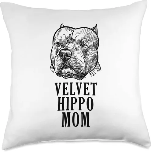 Velvet Hippo Pitbull Mom American Bully Owner Velvet Hippo Mom Dog Owner American Bully Pitbull, almohada de 18.0 x 18.0 in, multicolor
