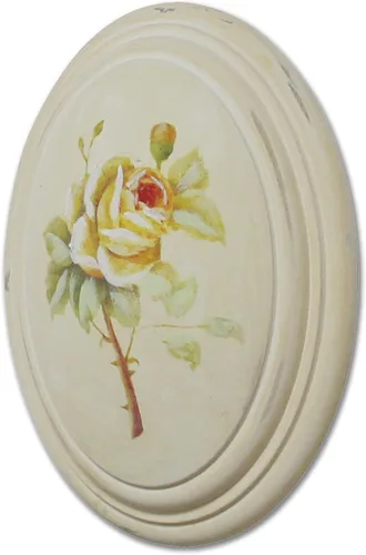 Miniatura 5 de CVHOMEDECO. Marco de madera ovalado pintado a mano retro primitivo para colgar en la pared, pintura 3D, diseño de flores de rosa, 6-3/4 x 8-3/4