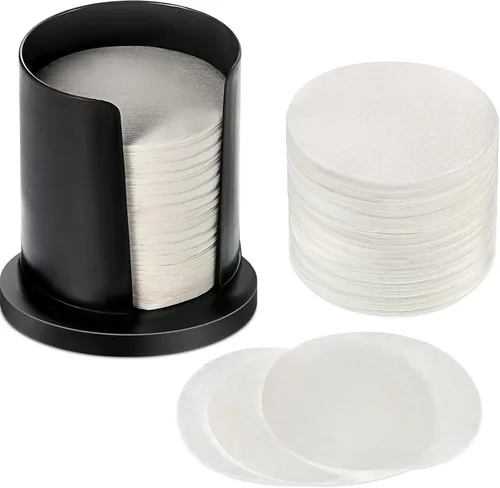 Outus Paquete de 2 filtros de repuesto de papel de filtro de café de 700 unidades con soporte para filtro, filtros de papel desechables redondos