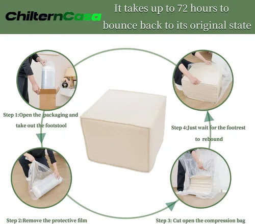 Miniatura 9 de Reposapiés otomano cuadrado, puf pequeño para sofá, mesa de café, taburetes tapizados Boucle aplicables a la sala de estar, dormitorio y dormitorio
