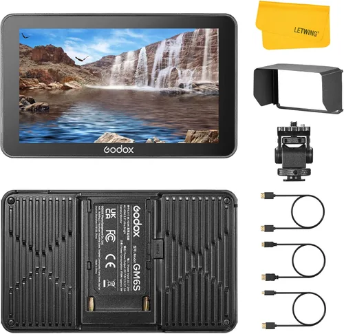 Godox GM6S - Monitor de cámara de 5.5 pulgadas, monitor de video 4K HDMI ultra brillante, pantalla táctil IPS de 1920 x 1080, entrada y salida 3D