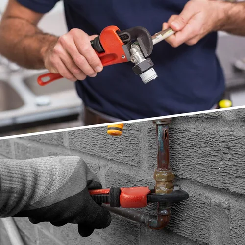 Miniatura 6 de Jetech Llave de tubo recta resistente de 10 pulgadas, plomero de aluminio ajustable con mandíbula de gancho flotante y mango de viga, color rojo