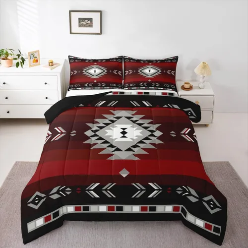 Miniatura 39 de Feelyou Juego de edredón geométrico del suroeste para niños y niñas, edredón nativo del suroeste, tamaño individual, juego de ropa de cama