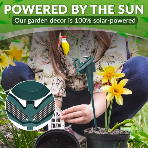 Miniatura 5 de 3 estacas solares de colibrí para jardín que se mueven como pájaros reales, estacas decorativas de jardín, decoración de colibrí en movimiento
