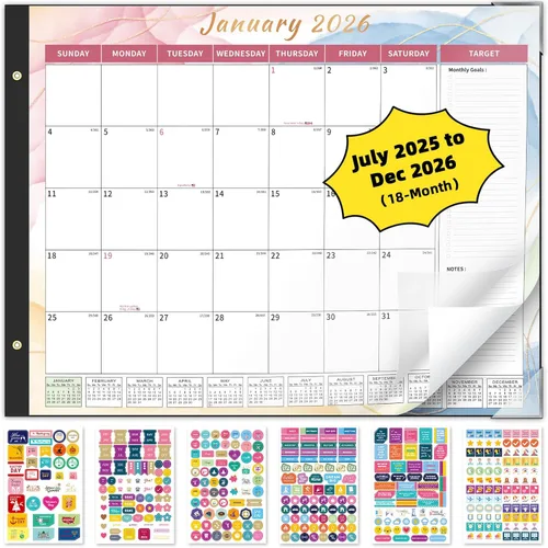 Miniatura 9 de Ospelelf Calendario de escritorio 2026-2027, calendario magnético para refrigerador, 12 x 17 pulgadas, calendario de pared de 18 meses, uso de enero