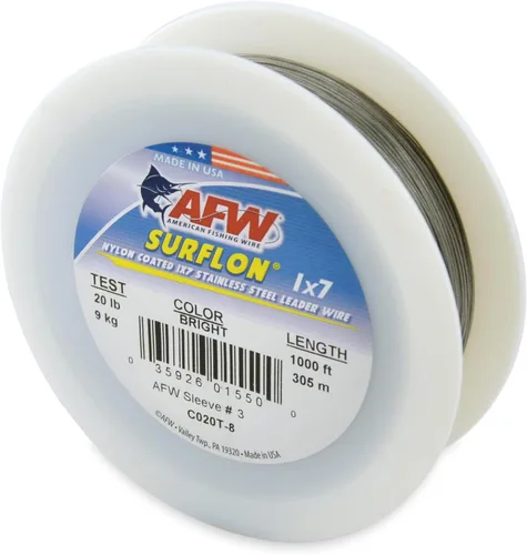 Miniatura 63 de Alambre de pesca americano Surflon recubierto de nailon 1x7 de acero inoxidable, línea líder de pesca para agua salada, prueba de 10 libras - prueba