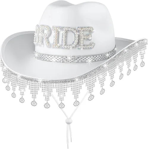 MGupzao Sombrero de vaquero para novia, sombrero de diamantes de imitación para mujer, sombrero de vaquera para decoración de despedida de soltera,