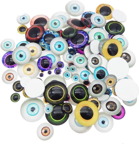 Miniatura 6 de 100 Uds. de cristal Cabujón de cristal de búho unicornio ojos de pupila humana para muñecas de arcilla, esculturas artesanales, búsqueda de 0.31