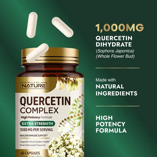 Miniatura 3 de Built by Nature Quercetina 1000 mg - Vitamonoide antioxidante dihidrato de quercetina de alta potencia - Soporte inmunológico, respiratorio